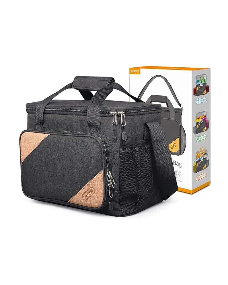 QUENZROC Lunch Bag Insulated Cooler Bag 10L Grey