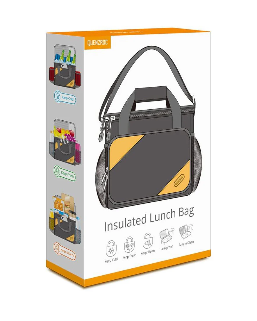 QUENZROC Lunch Bag Insulated Cooler Bag 10L Grey - Image 2