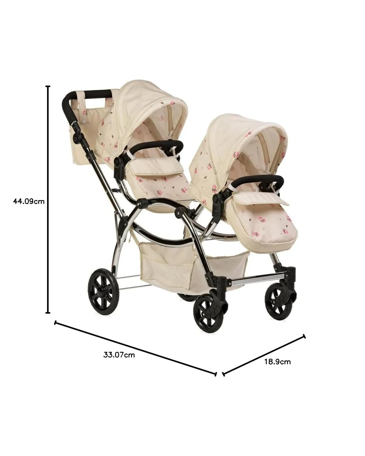 Roma Darcie Twin Cream Dolls Pram Ages 3+ Cream - Image 9