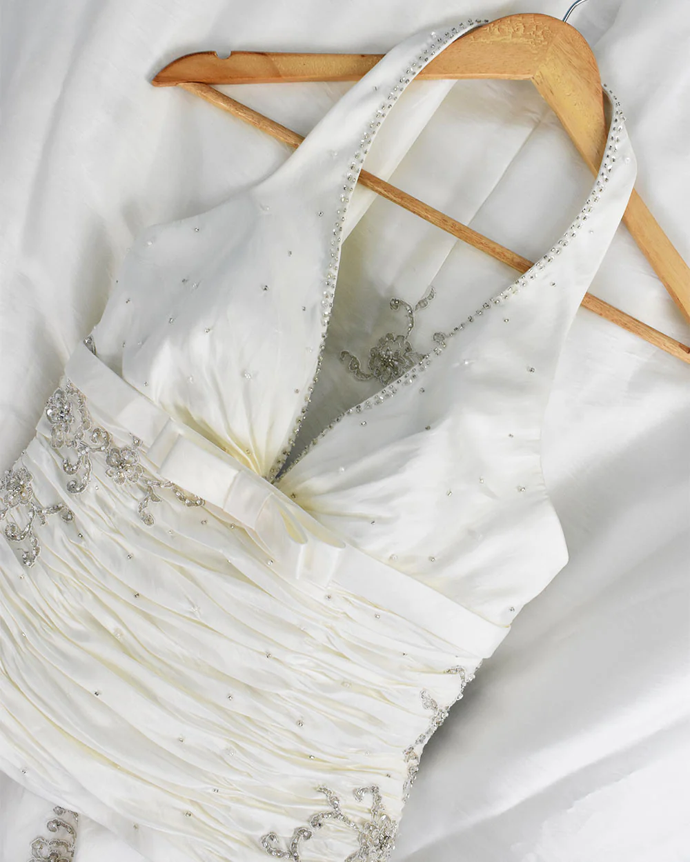 Sacha James Ivory Halter Neck Wedding Dress Size 14 - Image 3