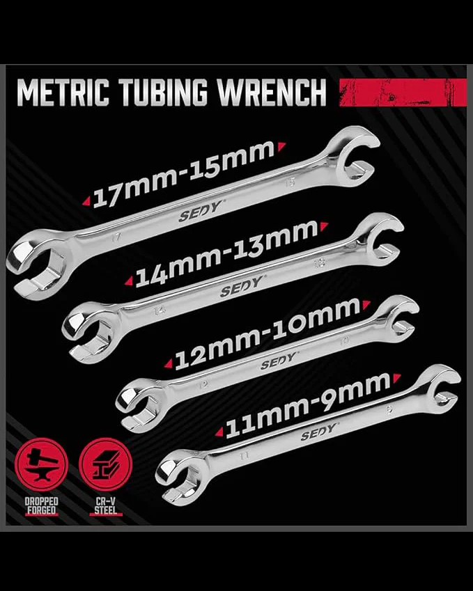SEDY 4 Piece Set Metric Tubing Wrench with Case - Image 5