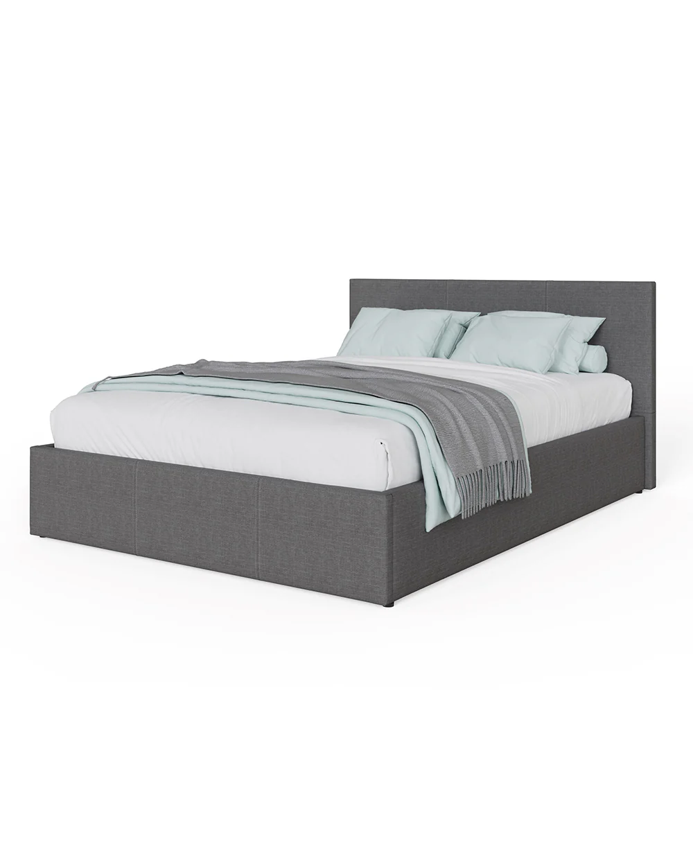 Side Lift Ottoman Double Bed Grey Hopsack 135cm - Image 3