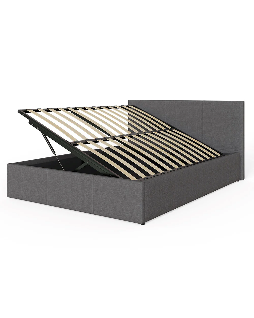 Side Lift Ottoman Double Bed Grey Hopsack 135cm - Image 4