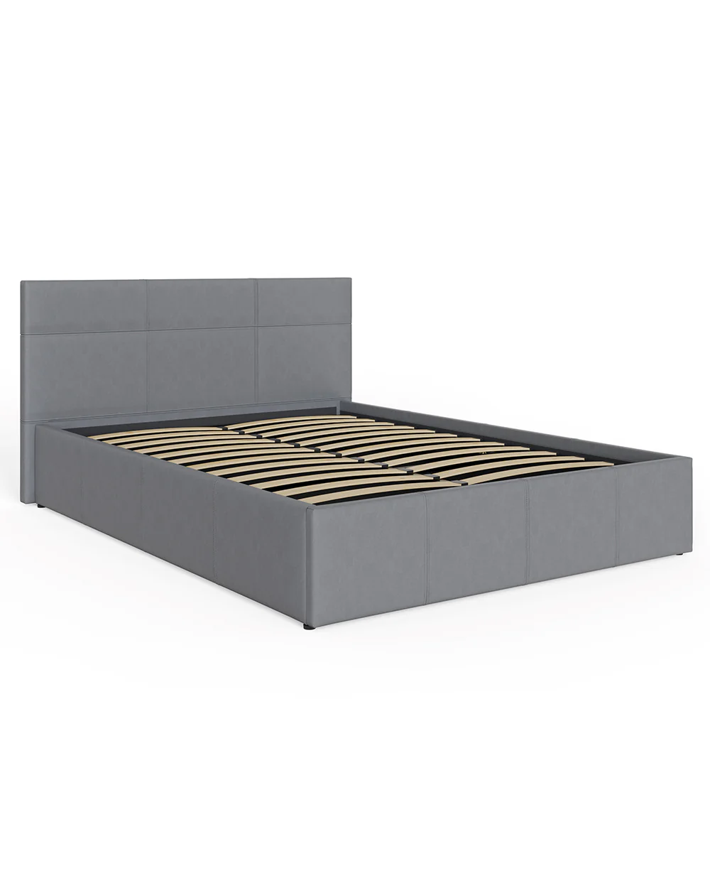 Side Lift Ottoman Double Bed Grey Leather 135cm - Image 3