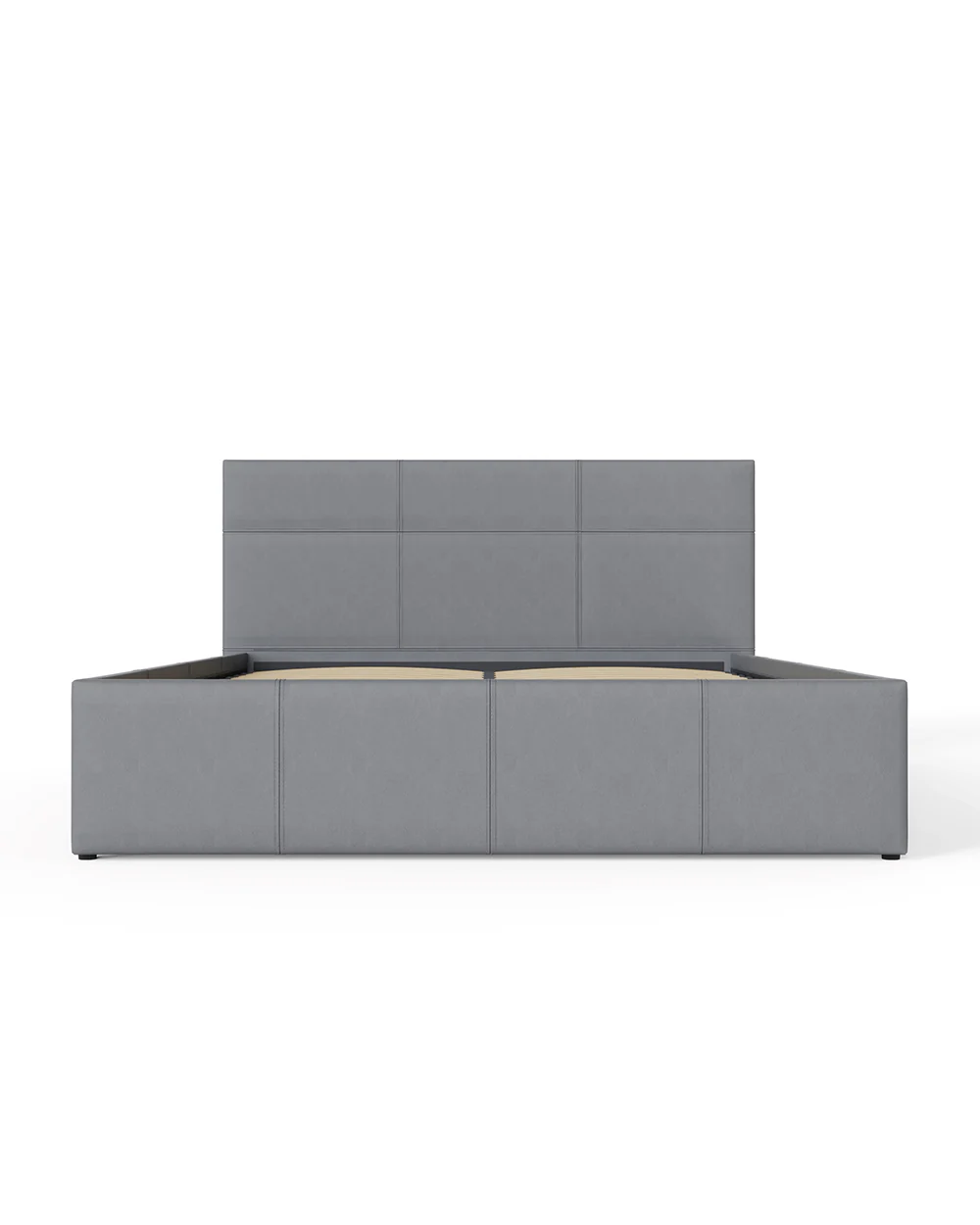 Side Lift Ottoman Double Bed Grey Leather 135cm - Image 5