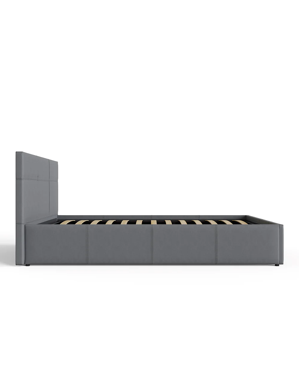 Side Lift Ottoman Double Bed Grey Leather 135cm - Image 7