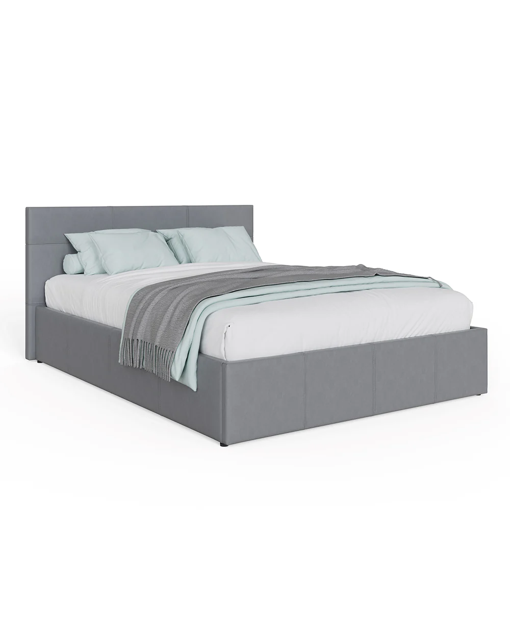 Side Lift Ottoman Double Bed Grey Leather 135cm - Image 9