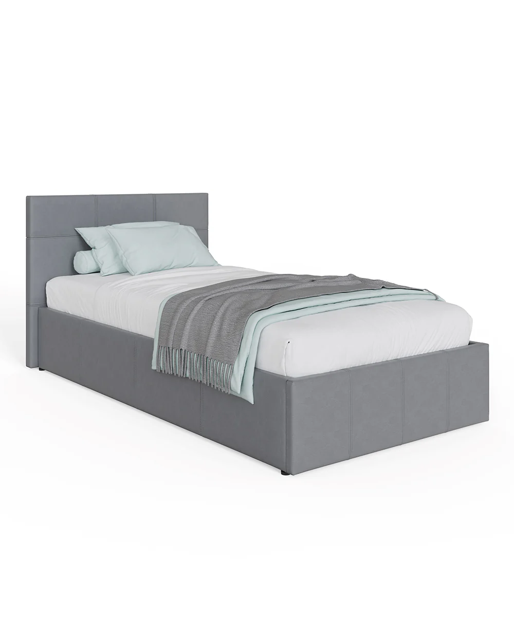 Side Lift ottoman Single Bed Grey Faux Leather - Image 4