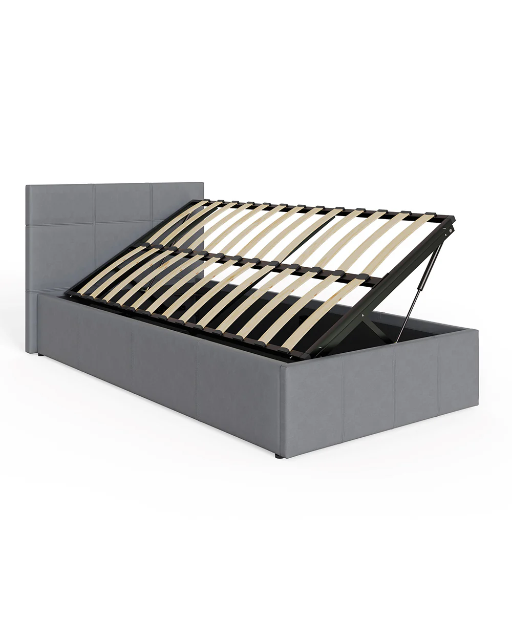 Side Lift ottoman Single Bed Grey Faux Leather - Image 6