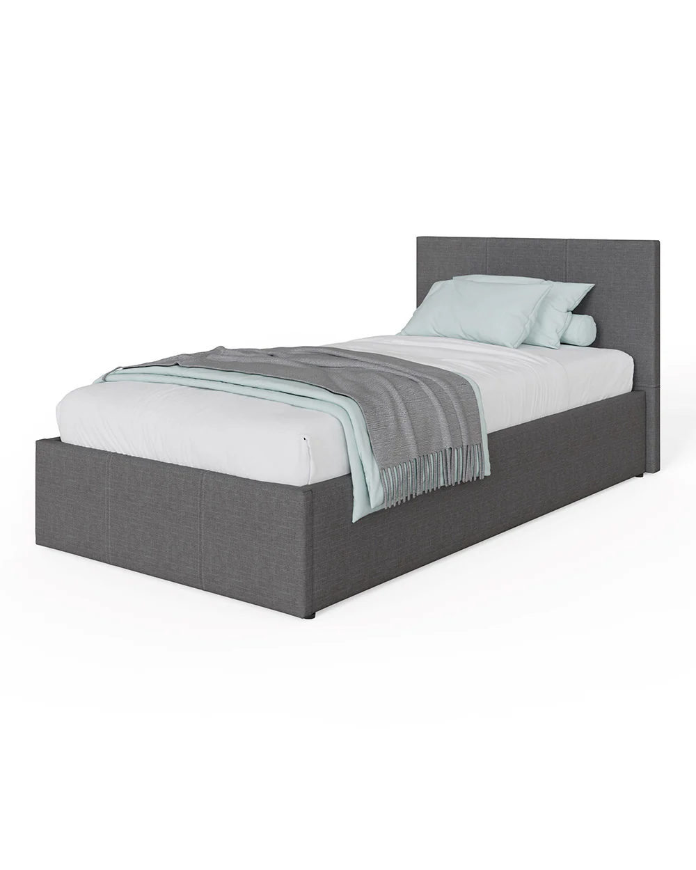 Side Lift ottoman Single Bed Grey Hopsack - Image 4