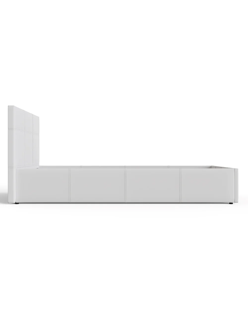 Side Lift ottoman Single Bed White Faux Leather - Image 6