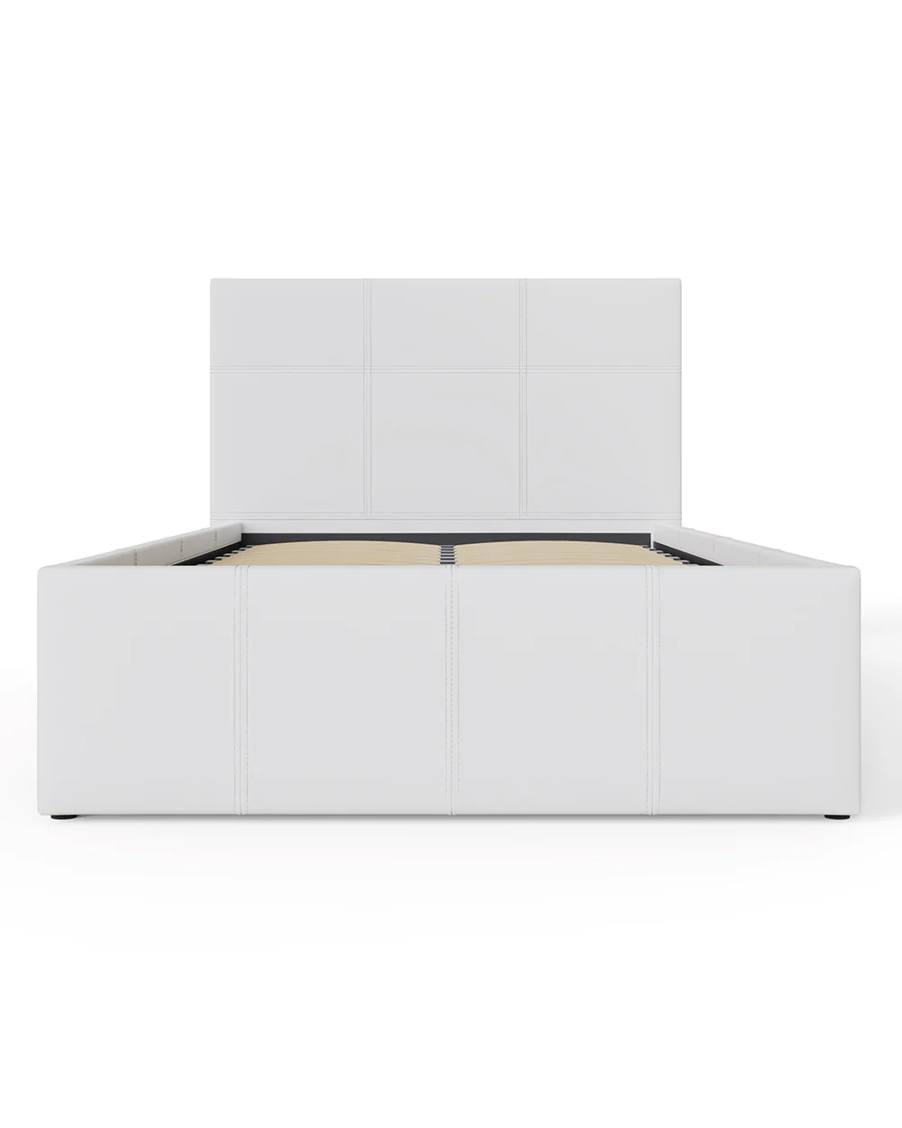 Side Lift ottoman Single Bed White Faux Leather - Image 7