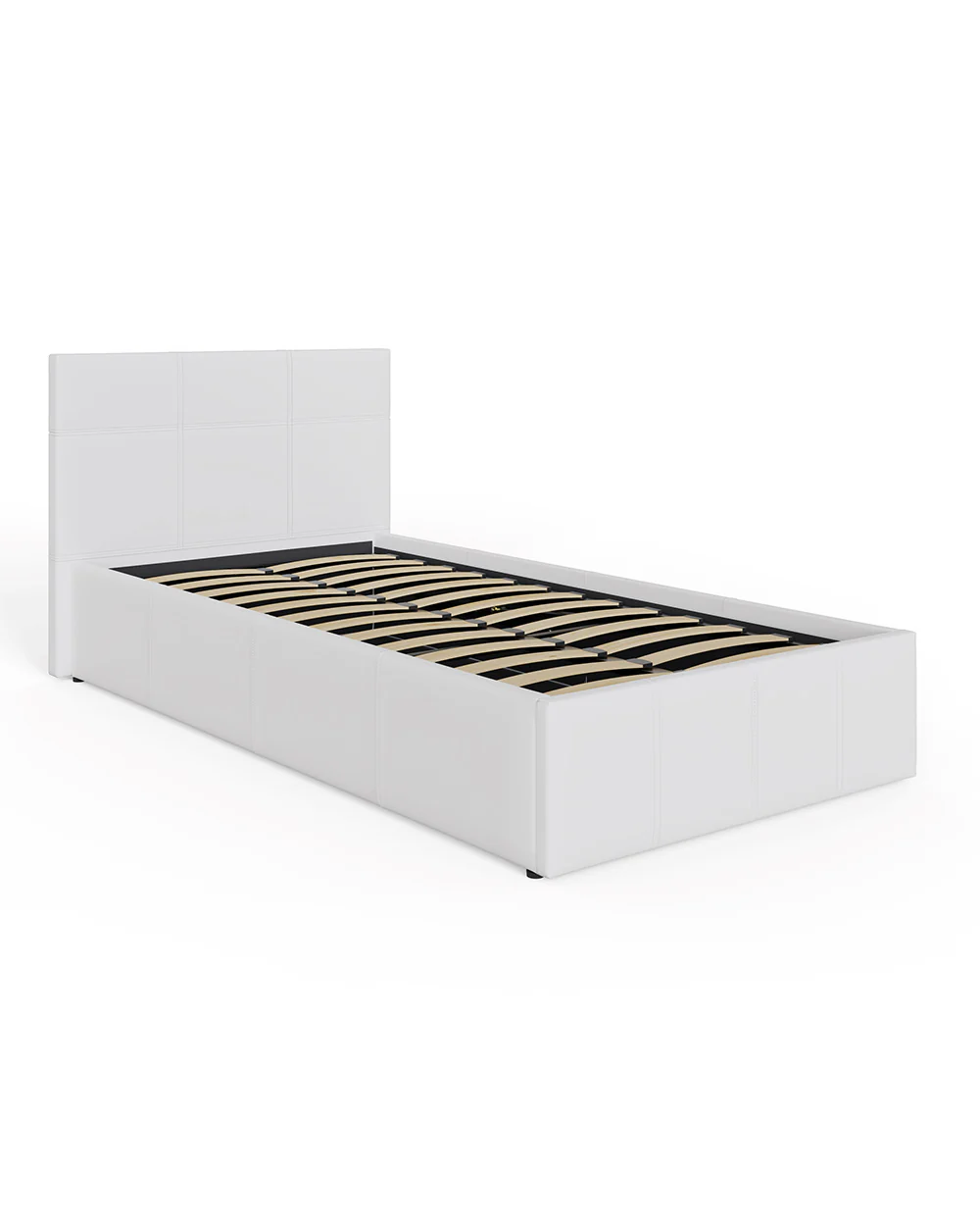 Side Lift ottoman Single Bed White Faux Leather - Image 8