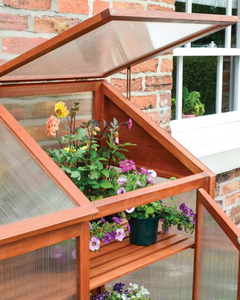 Small Wooden Greenhouse Hardwood Mini Rowlinson - Image 3