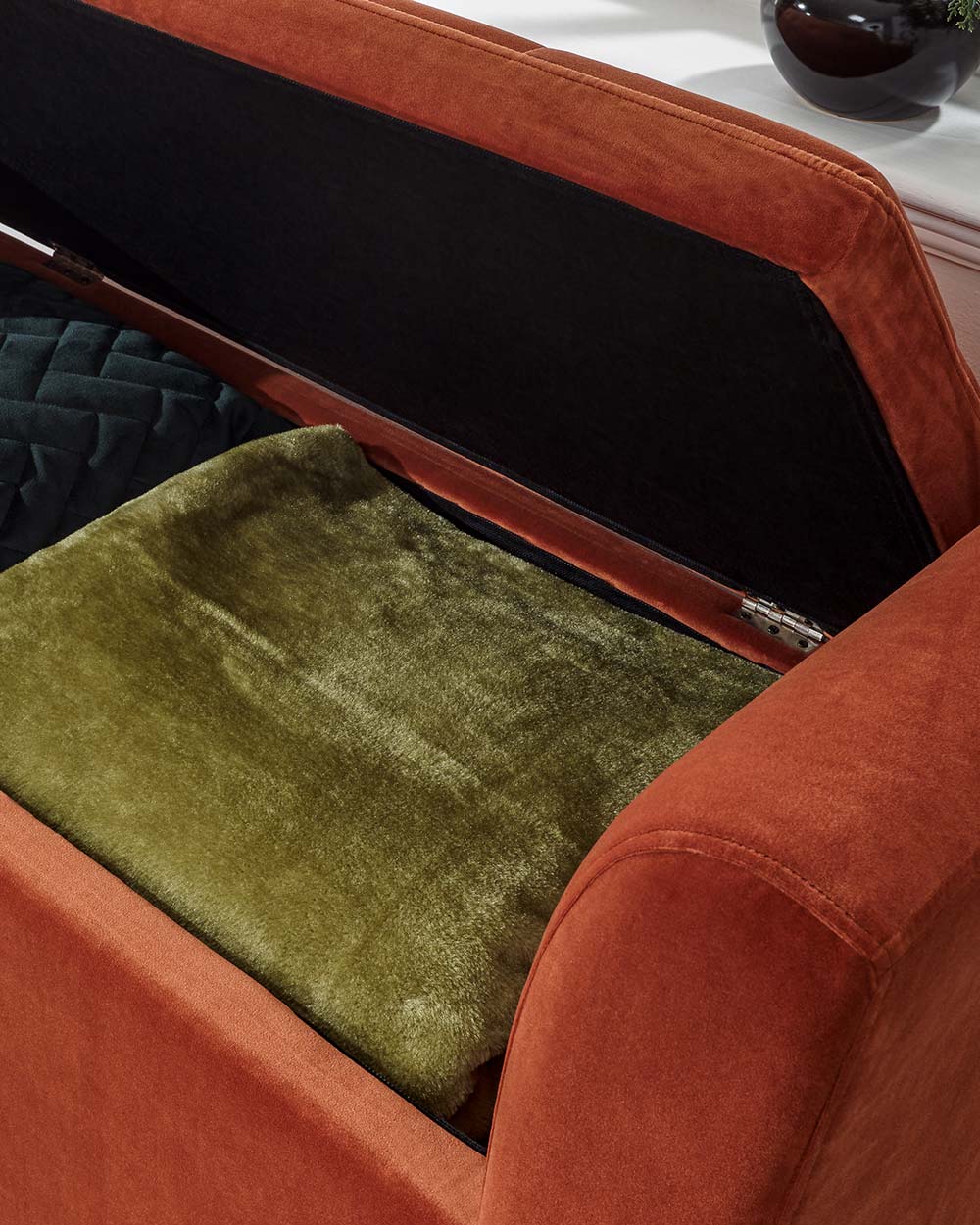 Storage Bench Window Seat, Russet Velour - Image 2