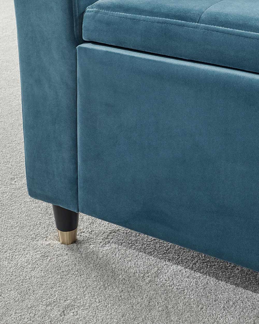 Storage Bench Window Seat Genoa Teal Velour - Image 2