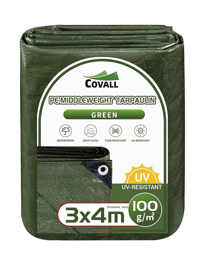 Tarpaulin Waterproof Groundsheet Sheet Cover 3x4m Green