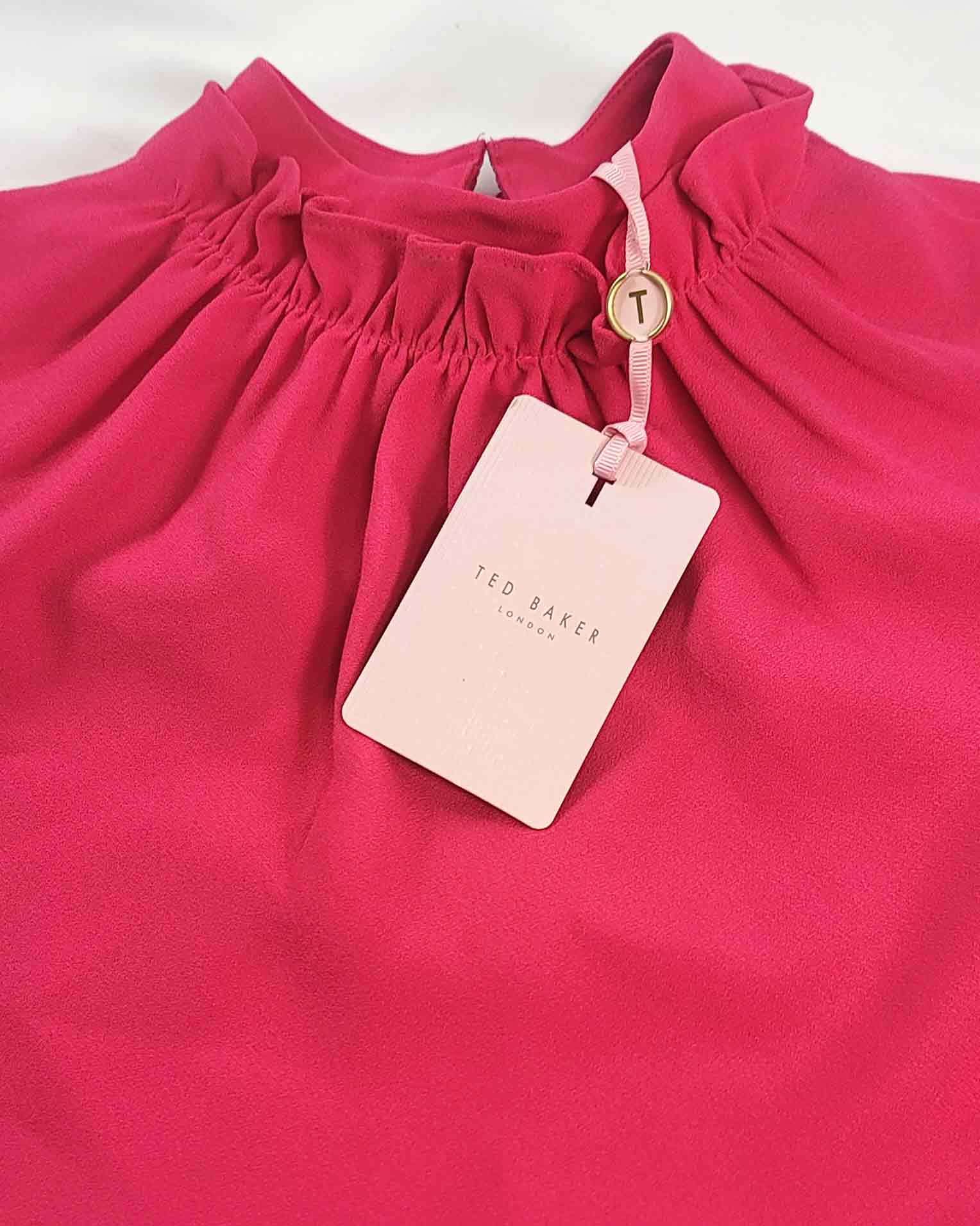 Ted Baker Pink Ruffle Neck Sleeveless Top XS - Image 4