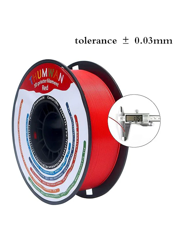 THUMWAN 3D Printer Filament PLA 1.75mm Red 1Kg 1Spool - Image 3