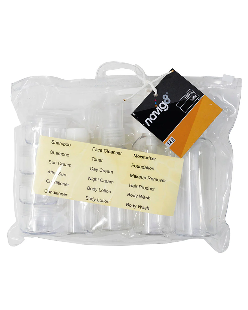 Travel Bottle Set Clear 12 PC With Labels - Image 5