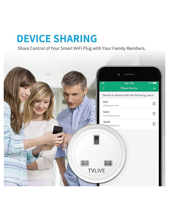 TVLIVE 2 Pack 13A Smart Plugs Wireless Smart Socket - Image 4