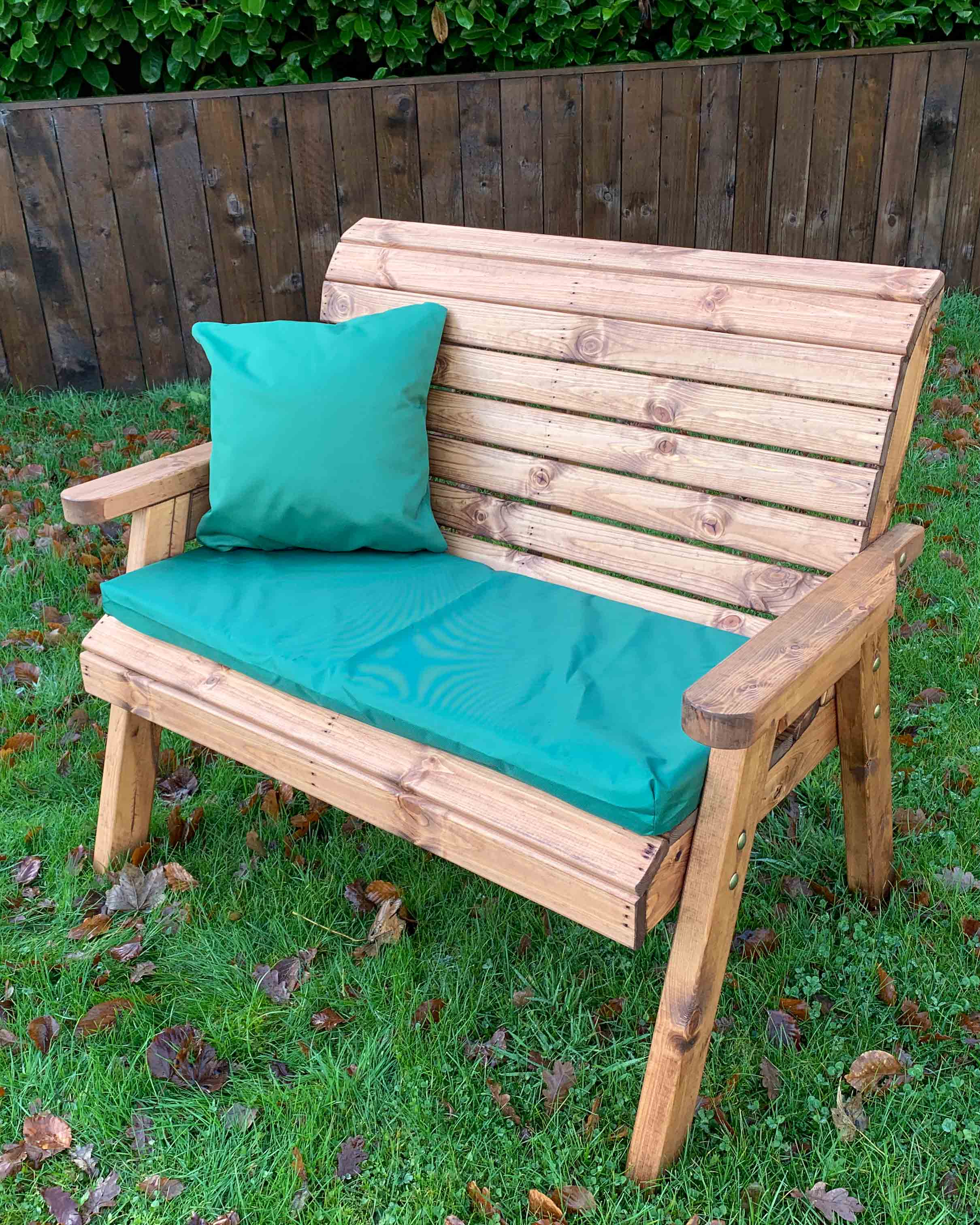 Charles Taylor Two Seater Bench with Green Cushions HB19G