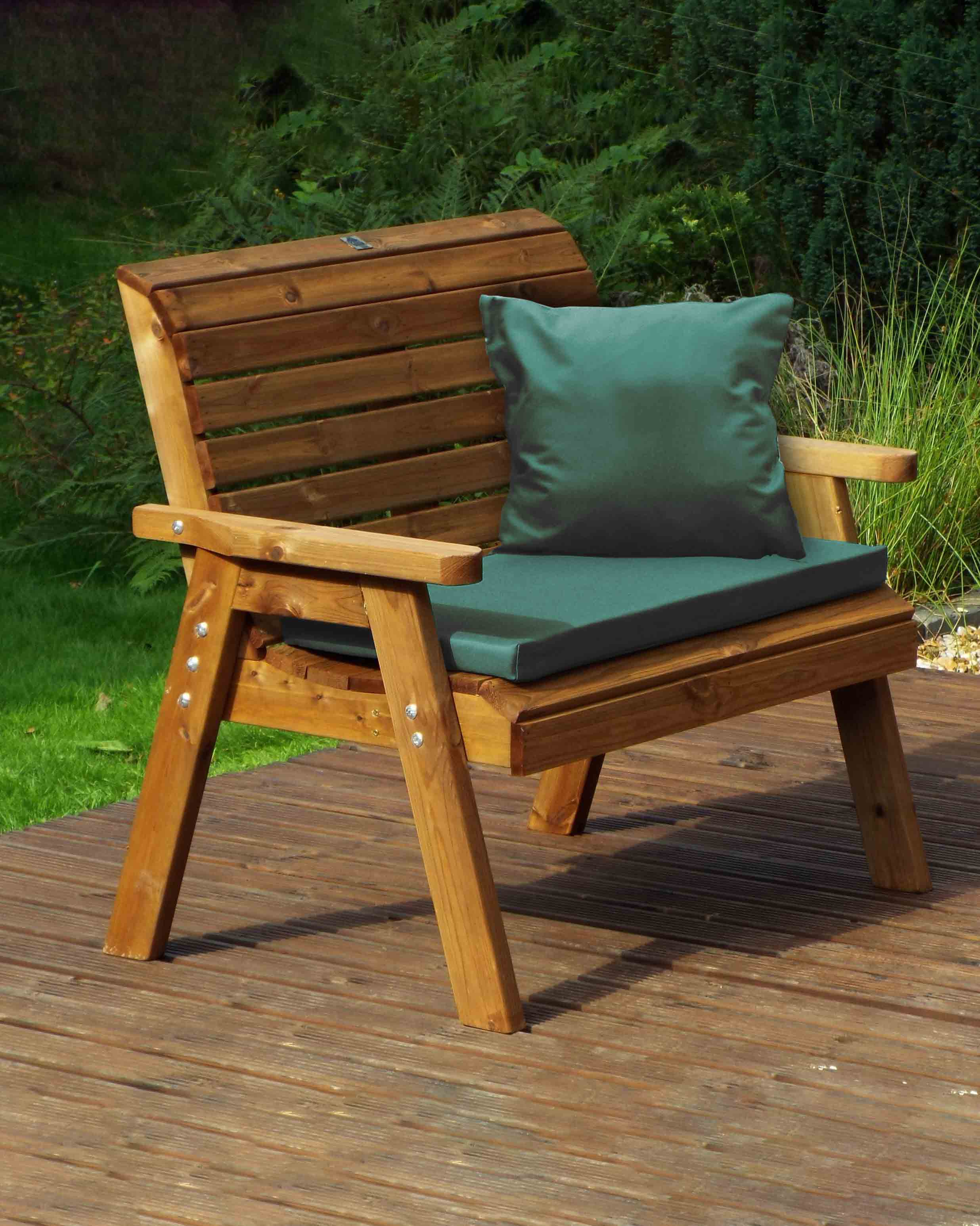 Charles Taylor Two Seater Bench with Green Cushions HB19G - Image 2