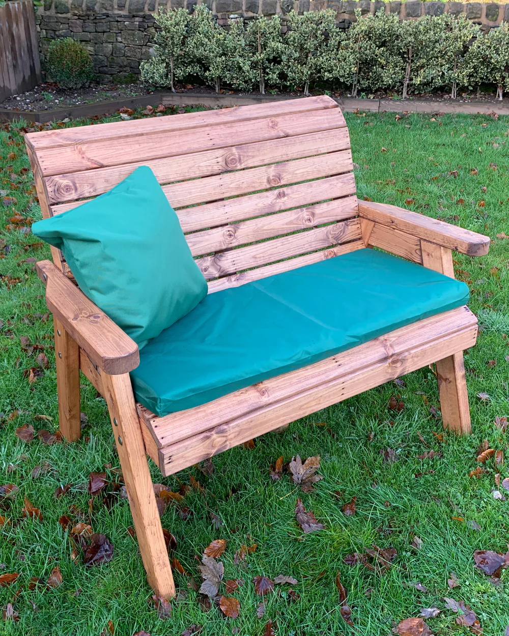 Charles Taylor Two Seater Bench with Green Cushions HB19G - Image 3