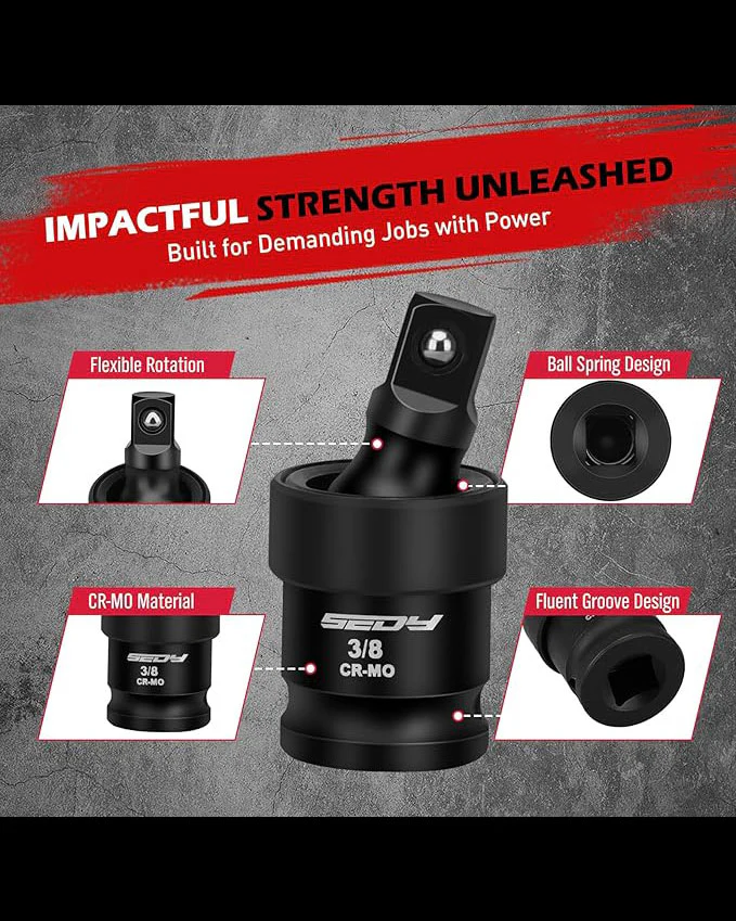 Universal Joint-Socket Swivel Set 3Piece 1/2" 3/8" 1/4" - Image 6