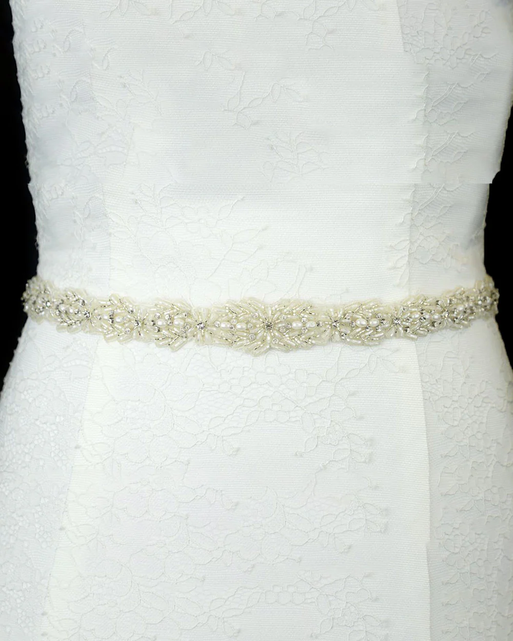 Wedding Dress Belt Beaded Floral Design - Image 2
