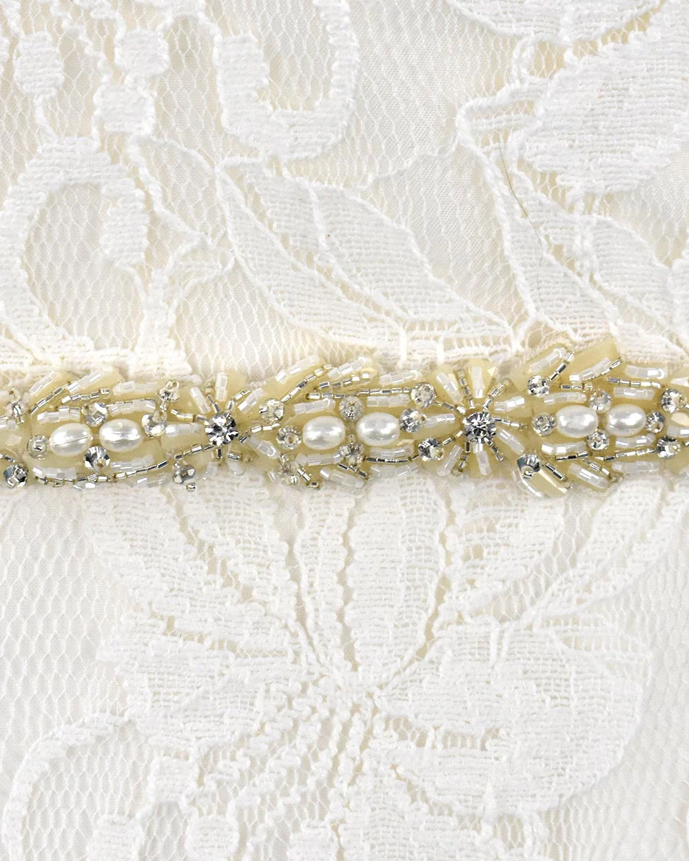 Wedding Dress Belt Beaded Floral Design - Image 3