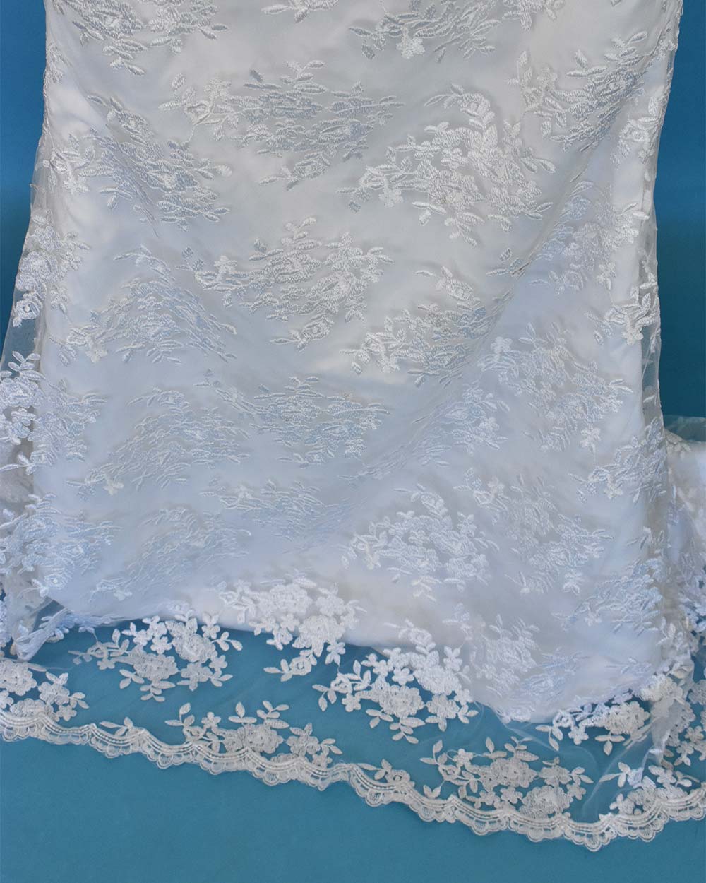 White Strapless Floral Lace Wedding Dress - Image 7