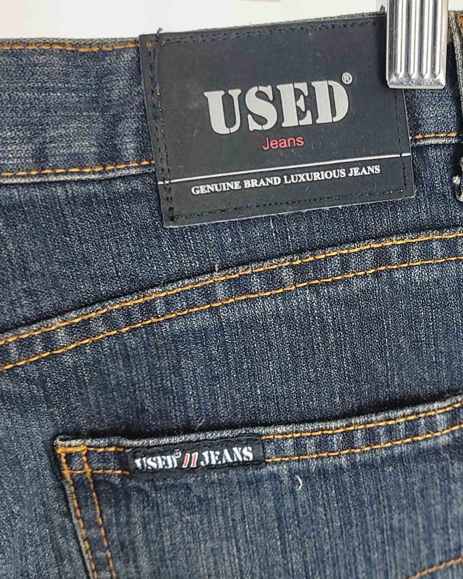Womens USED JEANS Blue Jeans Red Tiger Stripes W30 - Image 3